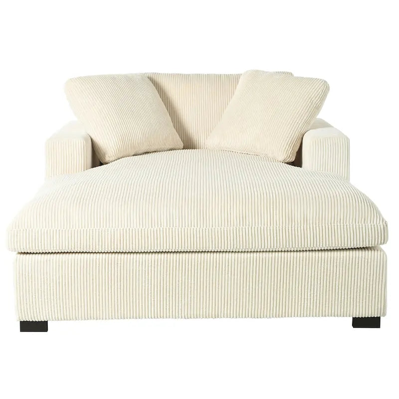 Beige 53.5 Chaise Lounge Chair with Solid Wood Legs and Comfort Pillows