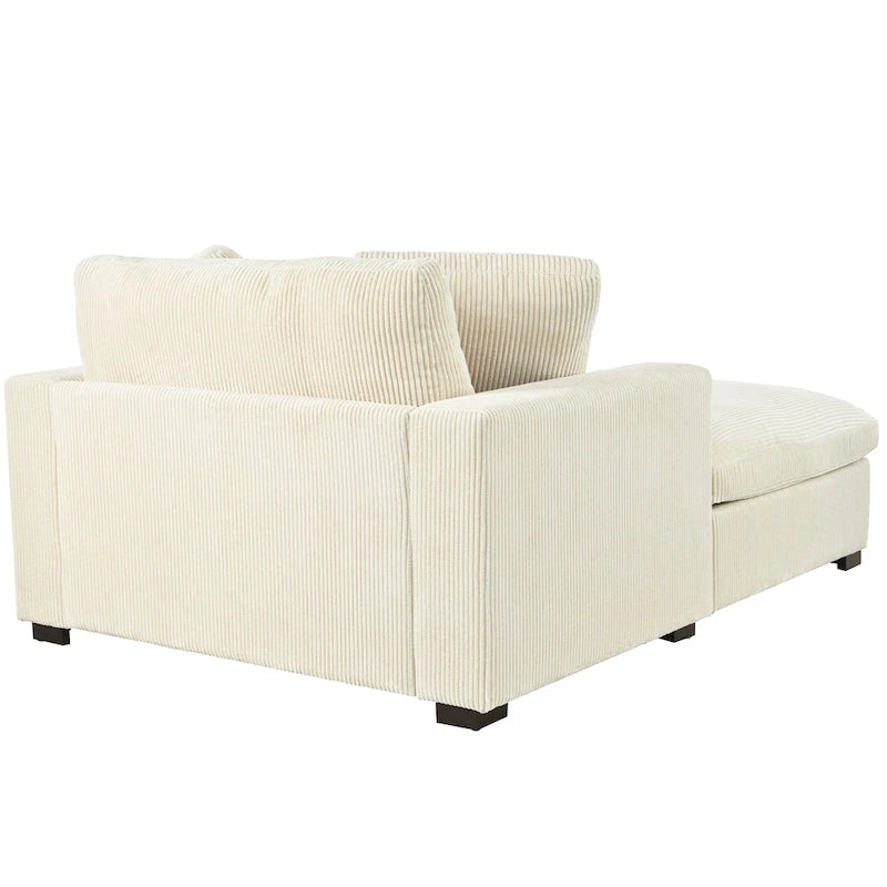 Beige 53.5 Chaise Lounge Chair with Solid Wood Legs and Comfort Pillows