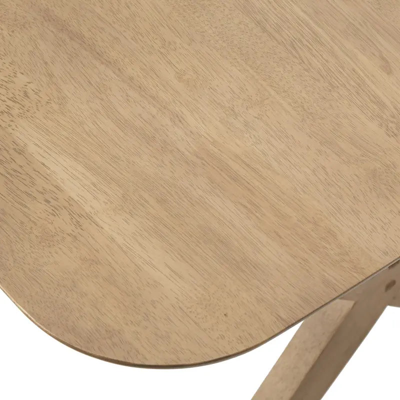 Mid-Century Modern Solid Rubberwood Dining Table, Light Oak