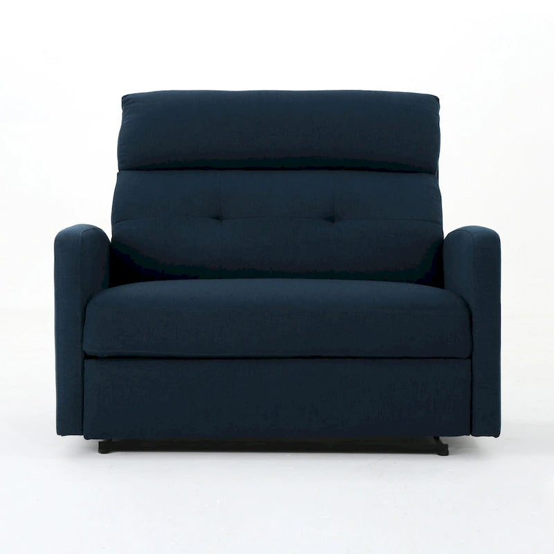 Power Recliner Chair, Oversize Wide Seat, Tufted Navy Blue Fabric