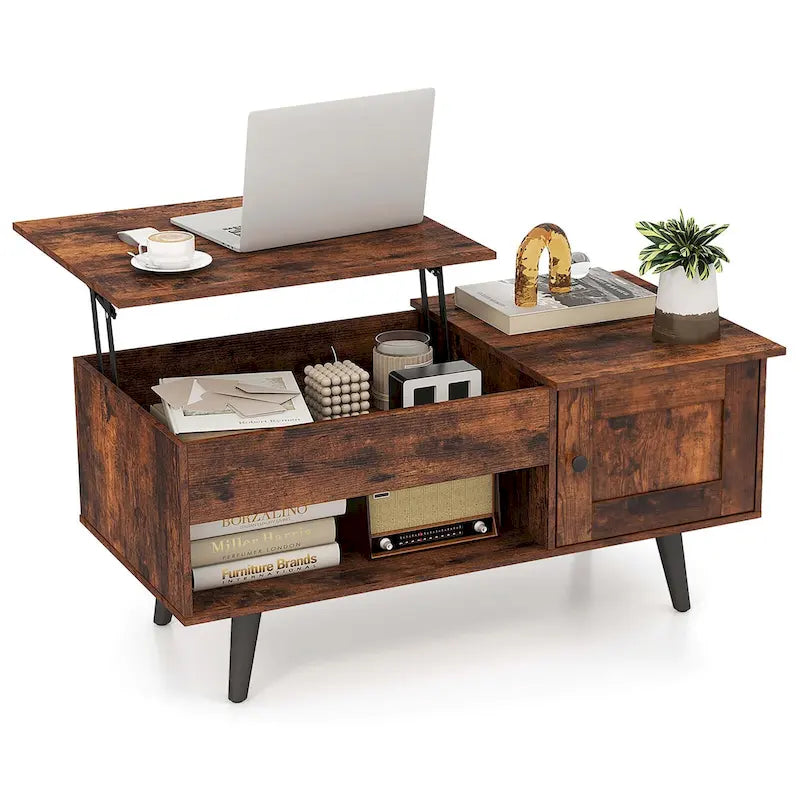 Lift Top Coffee Table with Hidden Compartment & Storage Cabinet