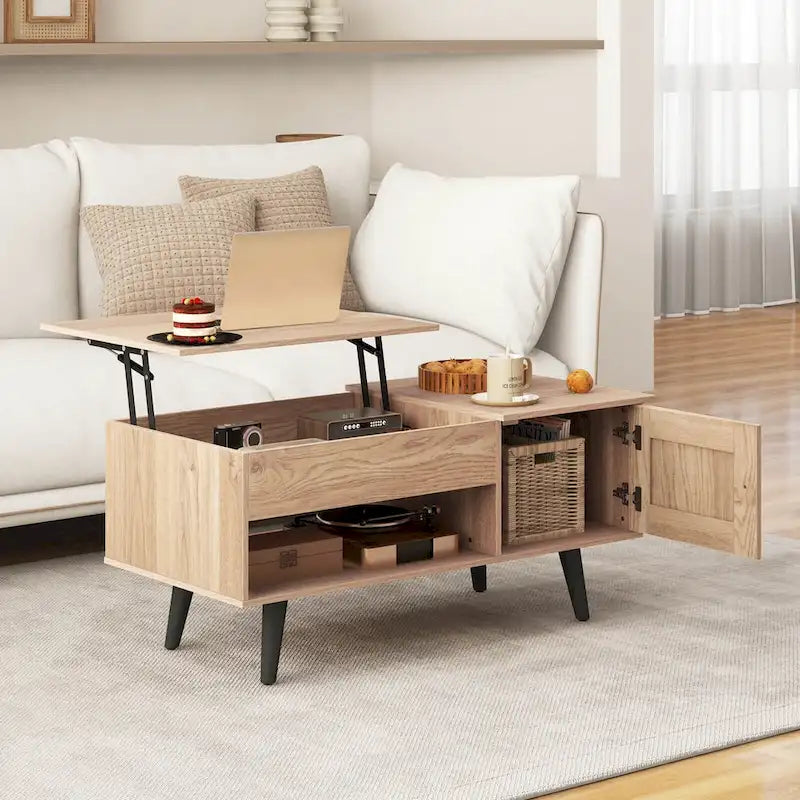 Lift Top Coffee Table with Hidden Compartment & Storage Cabinet