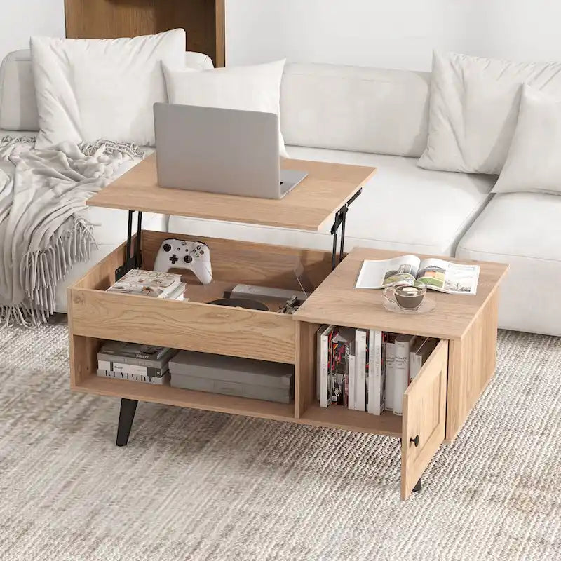 Lift Top Coffee Table with Hidden Compartment & Storage Cabinet