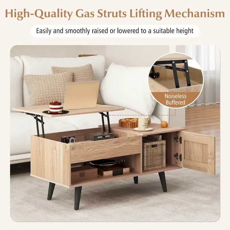 Lift Top Coffee Table with Hidden Compartment & Storage Cabinet