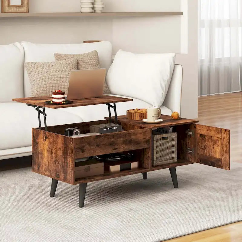 Lift Top Coffee Table with Hidden Compartment & Storage Cabinet