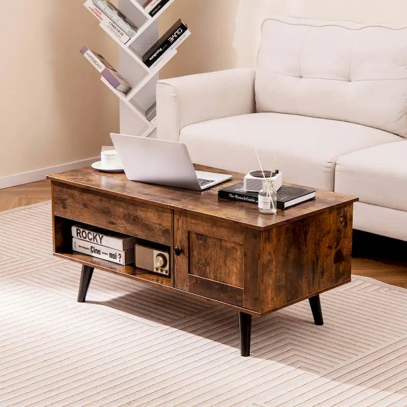 Lift Top Coffee Table with Hidden Compartment & Storage Cabinet