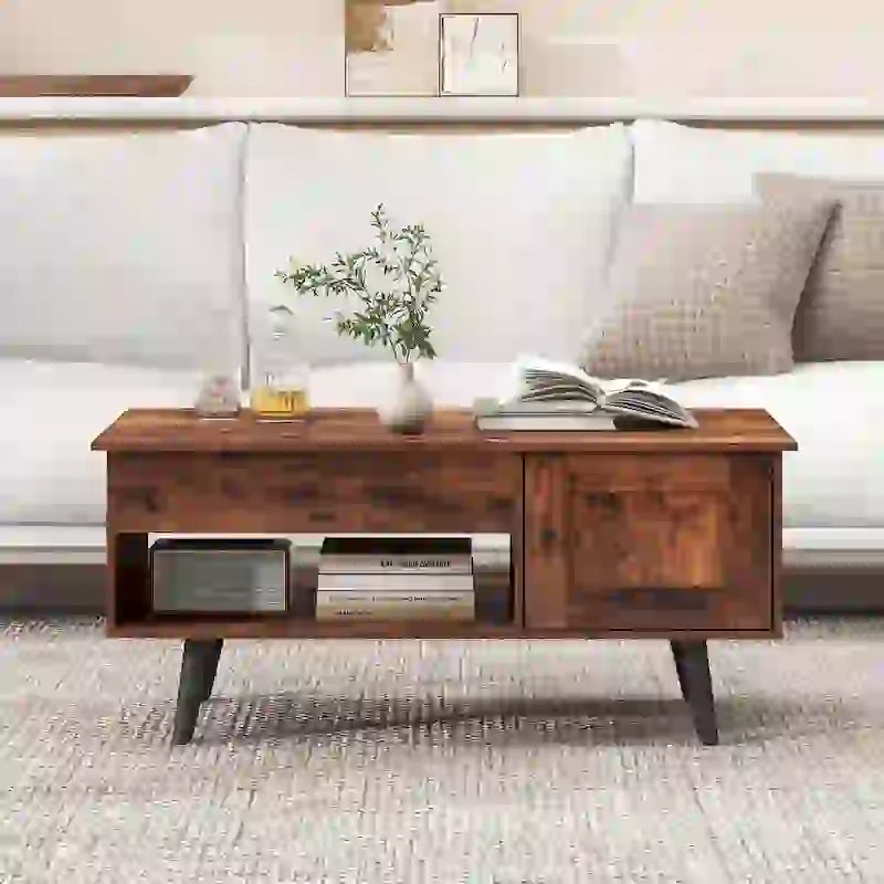 Lift Top Coffee Table with Hidden Compartment & Storage Cabinet