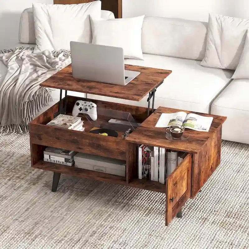 Lift Top Coffee Table with Hidden Compartment & Storage Cabinet