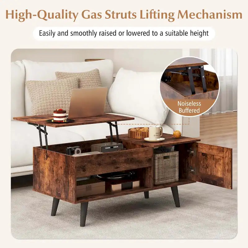 Lift Top Coffee Table with Hidden Compartment & Storage Cabinet