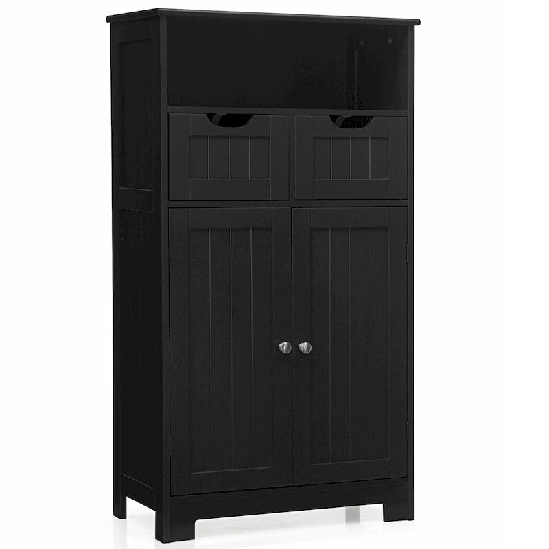 Bathroom Floor Cabinet Wooden Storage Organizer with Drawers & Doors