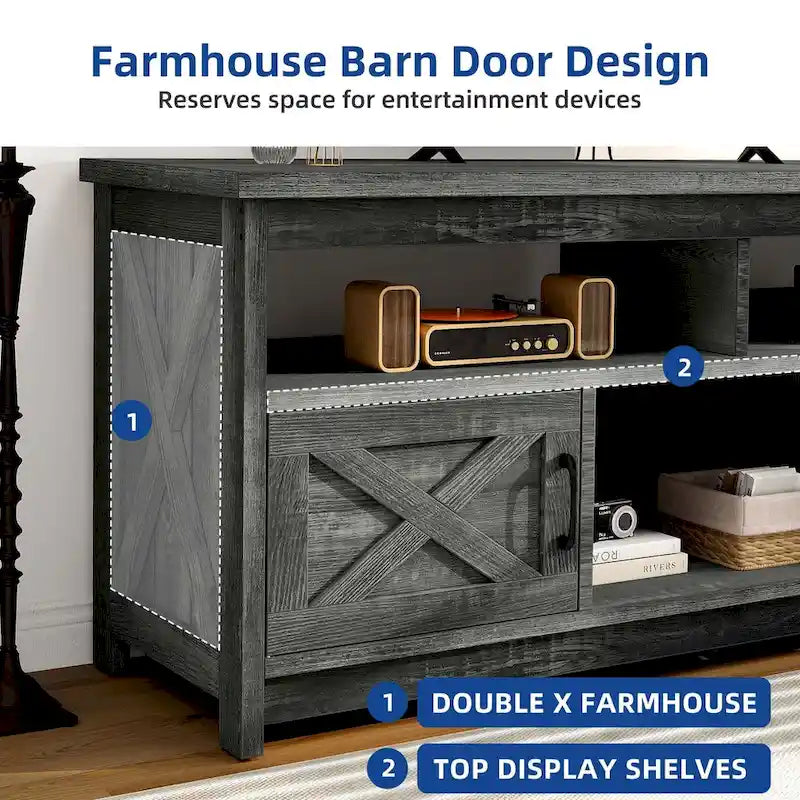 Farmhouse 59" TV Stand Media Console with Storage Cabinets and Shelves