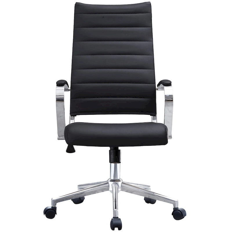 Modern Ergonomic Office Chair: Mid Back, PU Leather, Arms, Tilt, Adjustable Height, Wheels, Swivel