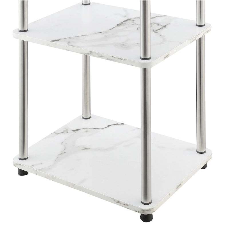 No-Tools 3-Tier End Table with Stainless Steel Legs