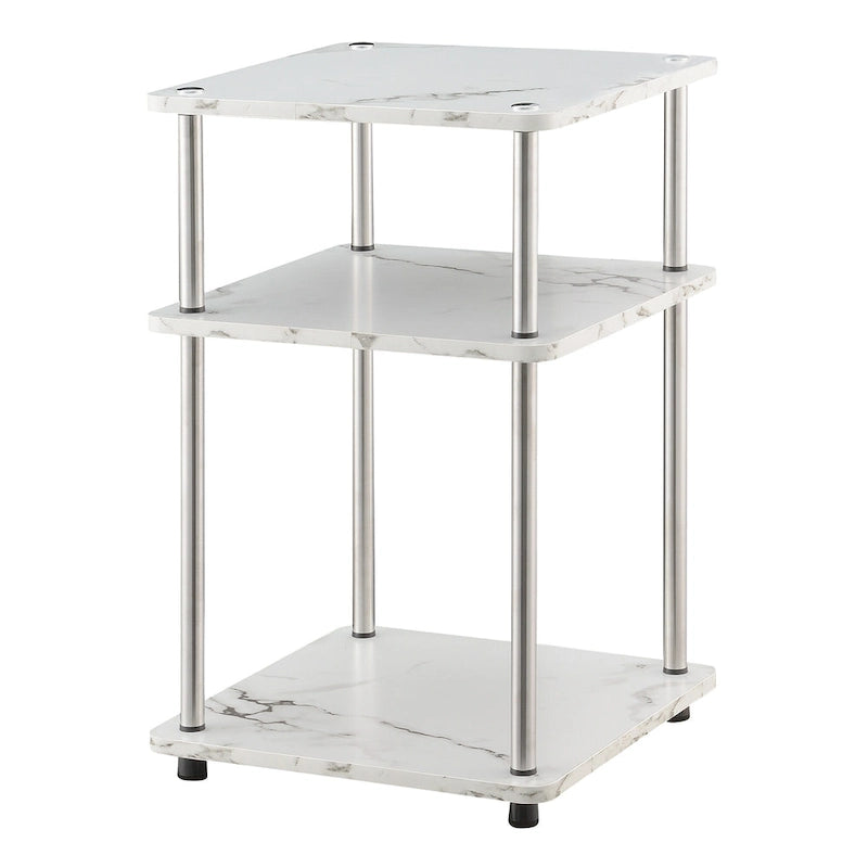 No-Tools 3-Tier End Table with Stainless Steel Legs