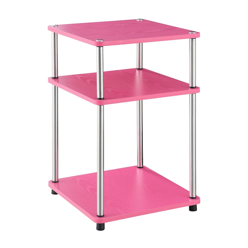 No-Tools 3-Tier End Table with Stainless Steel Legs