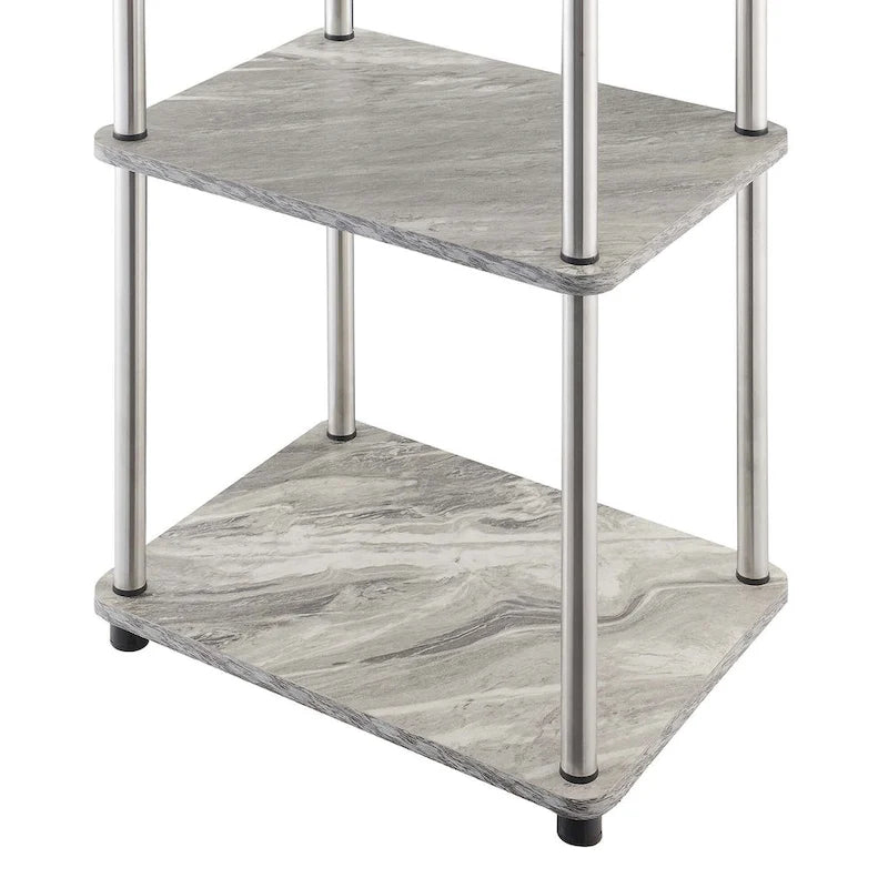 No-Tools 3-Tier End Table with Stainless Steel Legs