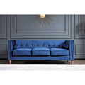 83" Velvet Square Arm Nailhead Chesterfield Sofa