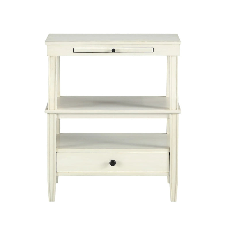 3-Tier Storage Coffee Table Rectangle Nightstand with a Drawer End Table with Pull Out Drink Tray Side Table for Living Room