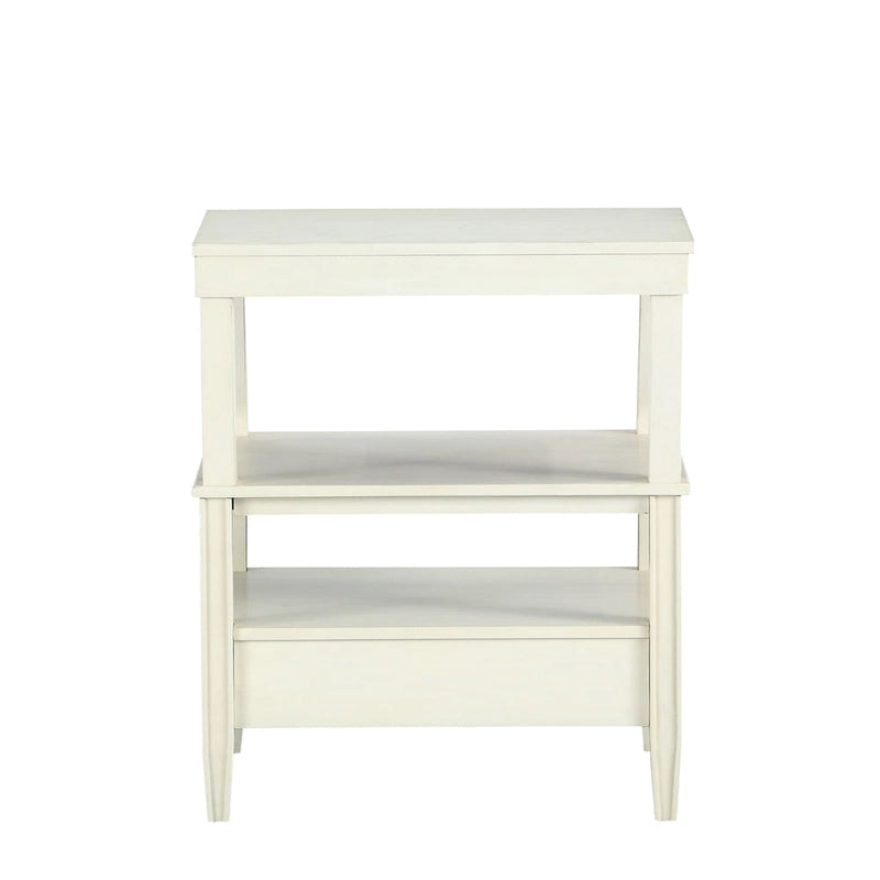3-Tier Storage Coffee Table Rectangle Nightstand with a Drawer End Table with Pull Out Drink Tray Side Table for Living Room