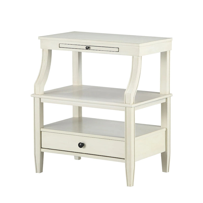 3-Tier Storage Coffee Table Rectangle Nightstand with a Drawer End Table with Pull Out Drink Tray Side Table for Living Room