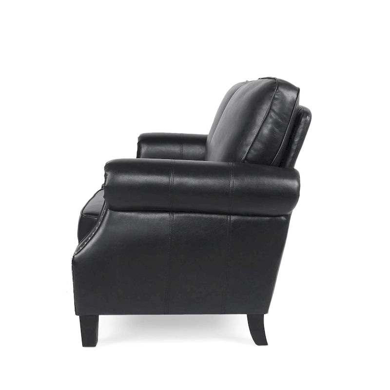 Faux Leather Loveseat with Nailhead Trim