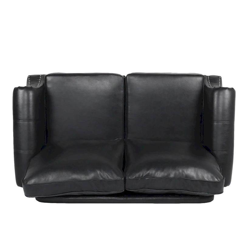Faux Leather Loveseat with Nailhead Trim
