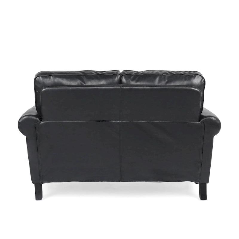 Faux Leather Loveseat with Nailhead Trim