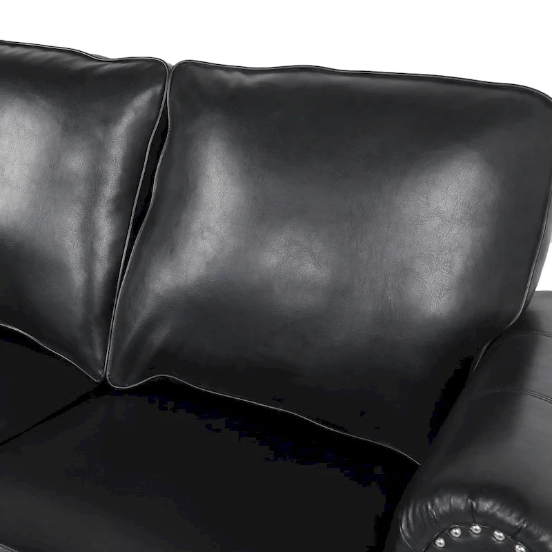 Faux Leather Loveseat with Nailhead Trim