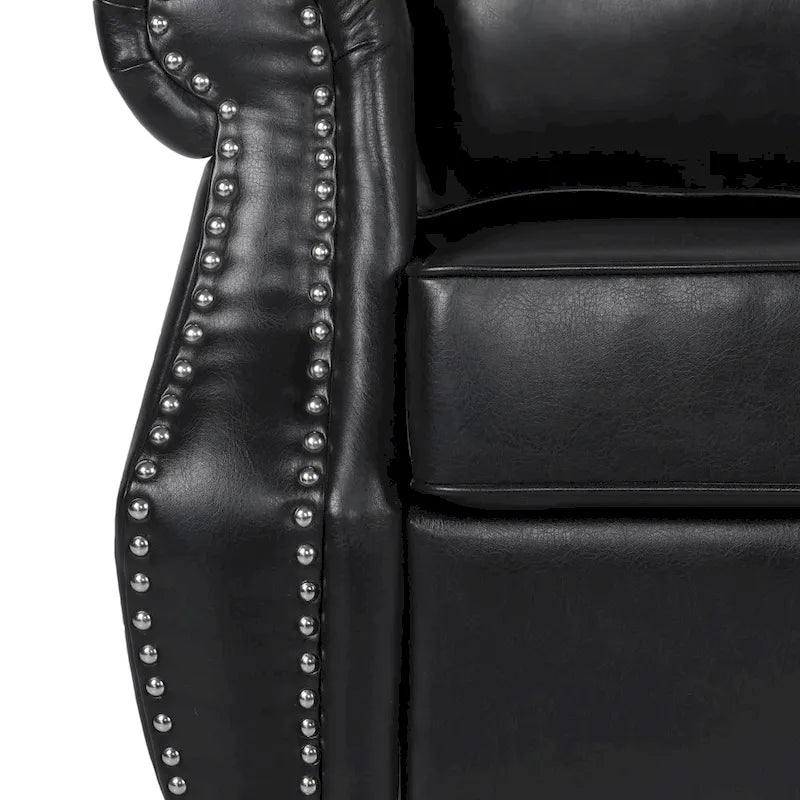 Faux Leather Loveseat with Nailhead Trim