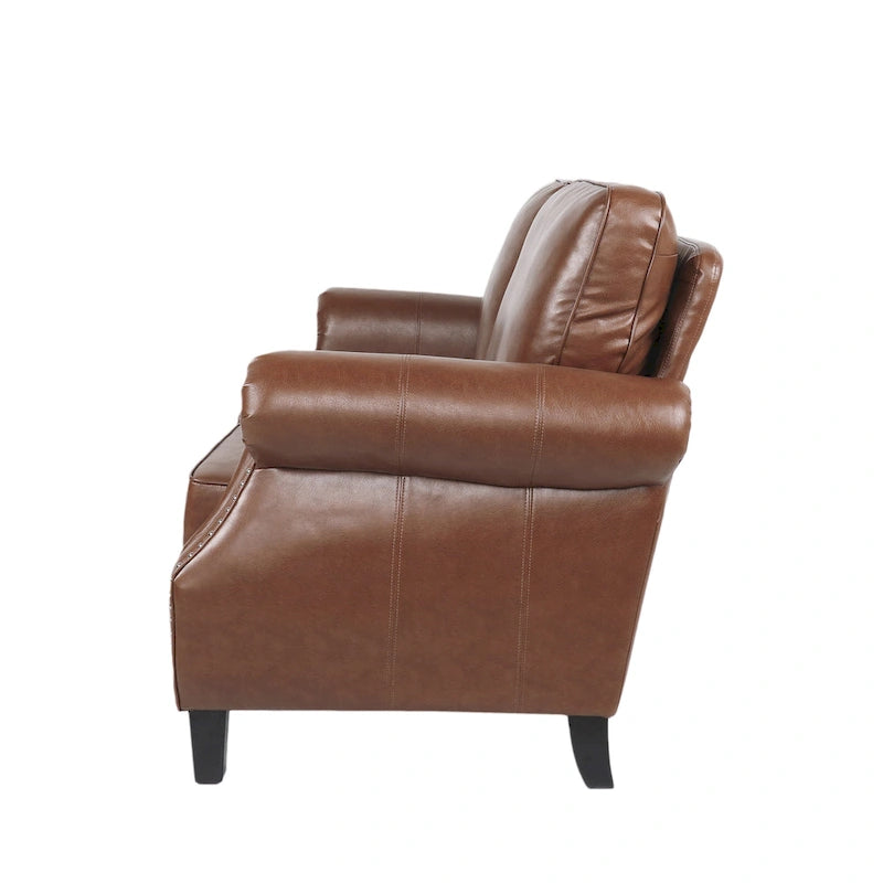 Faux Leather Loveseat with Nailhead Trim