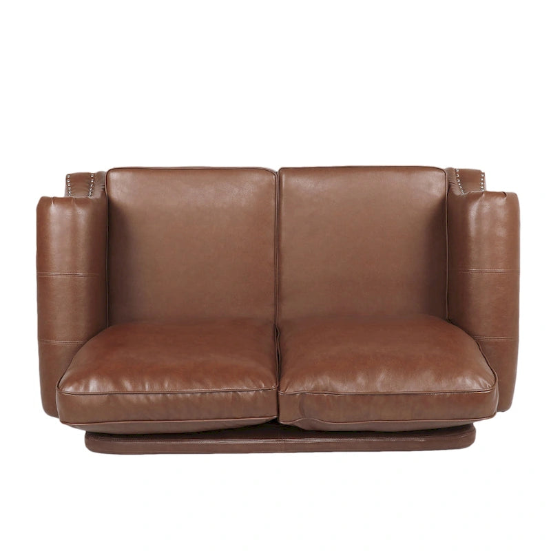 Faux Leather Loveseat with Nailhead Trim