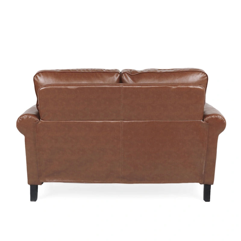 Faux Leather Loveseat with Nailhead Trim