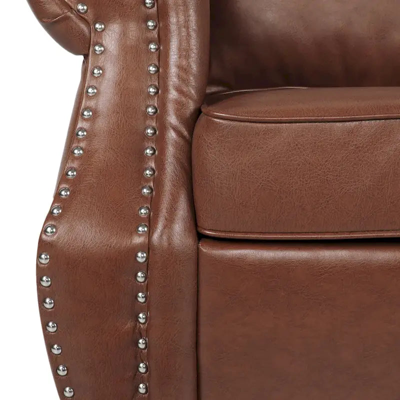 Faux Leather Loveseat with Nailhead Trim