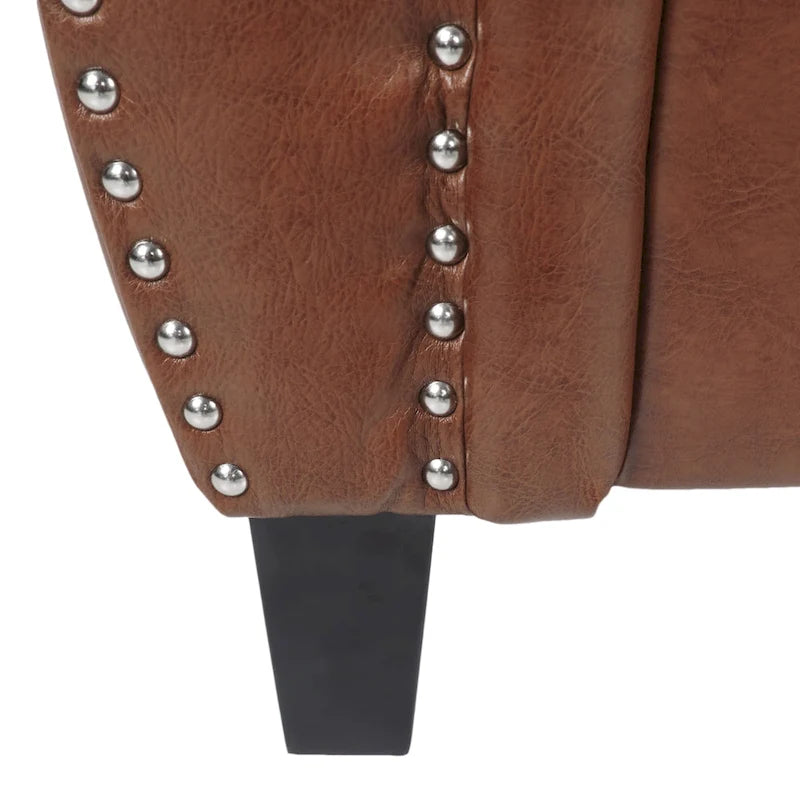 Faux Leather Loveseat with Nailhead Trim