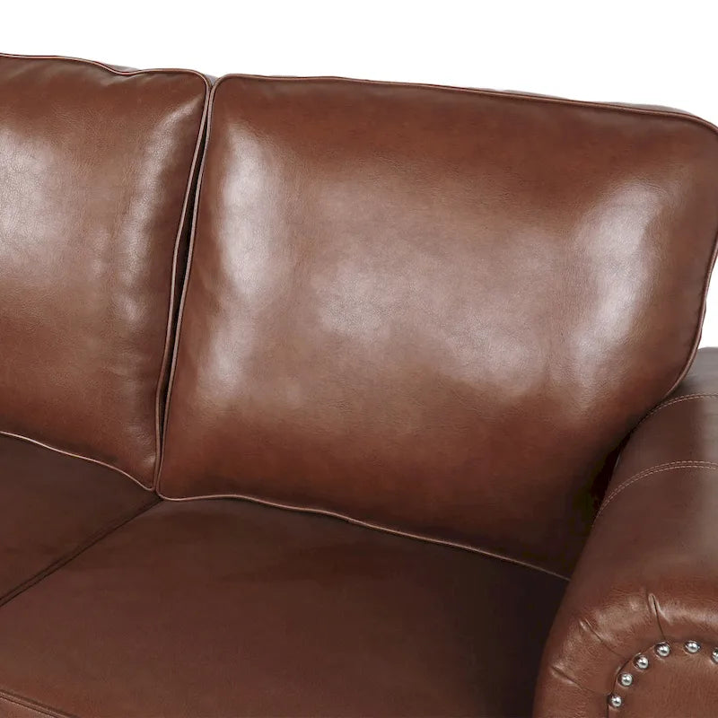 Faux Leather Loveseat with Nailhead Trim