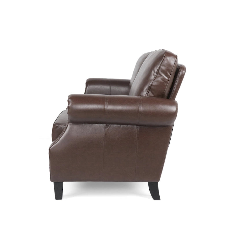 Faux Leather Loveseat with Nailhead Trim