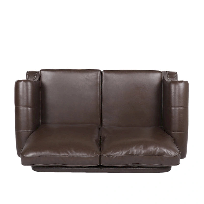 Faux Leather Loveseat with Nailhead Trim