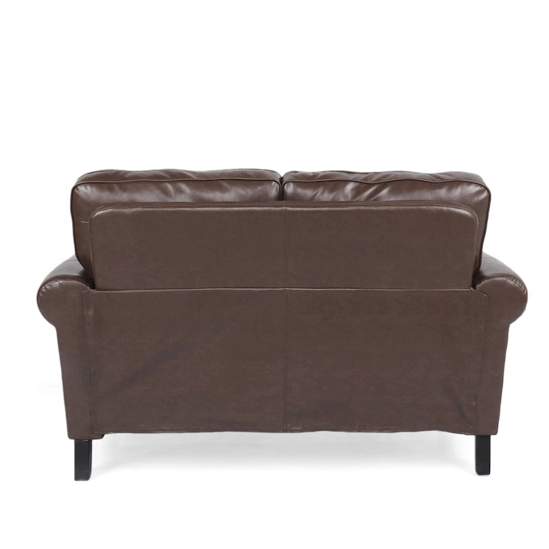 Faux Leather Loveseat with Nailhead Trim