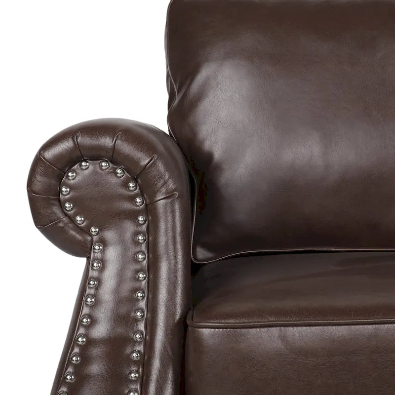 Faux Leather Loveseat with Nailhead Trim