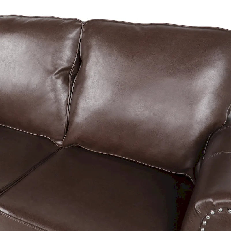 Faux Leather Loveseat with Nailhead Trim