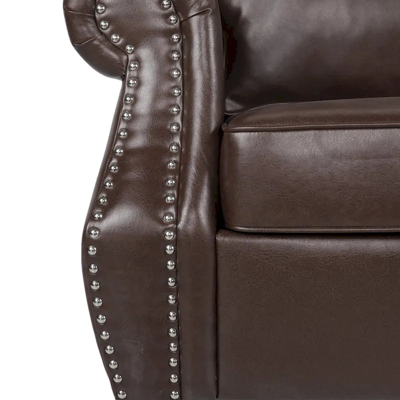 Faux Leather Loveseat with Nailhead Trim