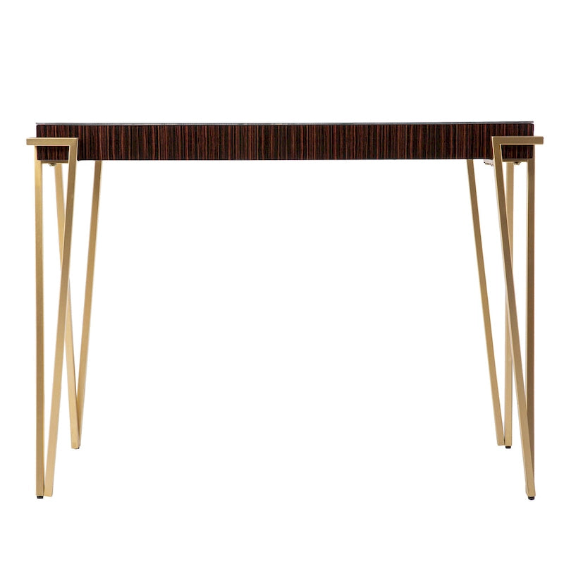 Contemporary Brown & Gold Glass-Top Console Table
