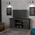 TV Stand for TVs up to 65 Inches, Black with Glass Doors