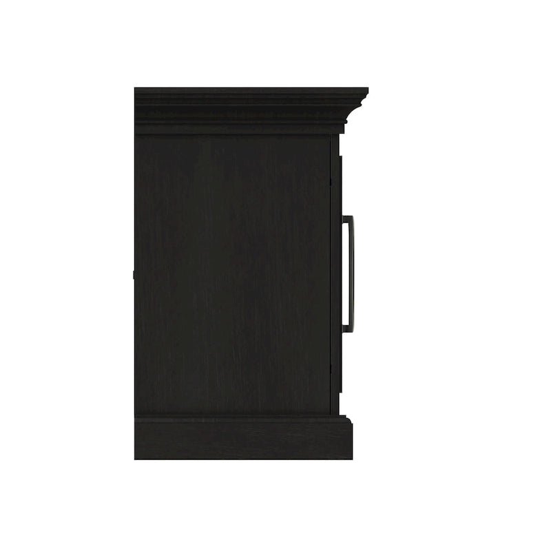 TV Stand for TVs up to 65 Inches, Black with Glass Doors