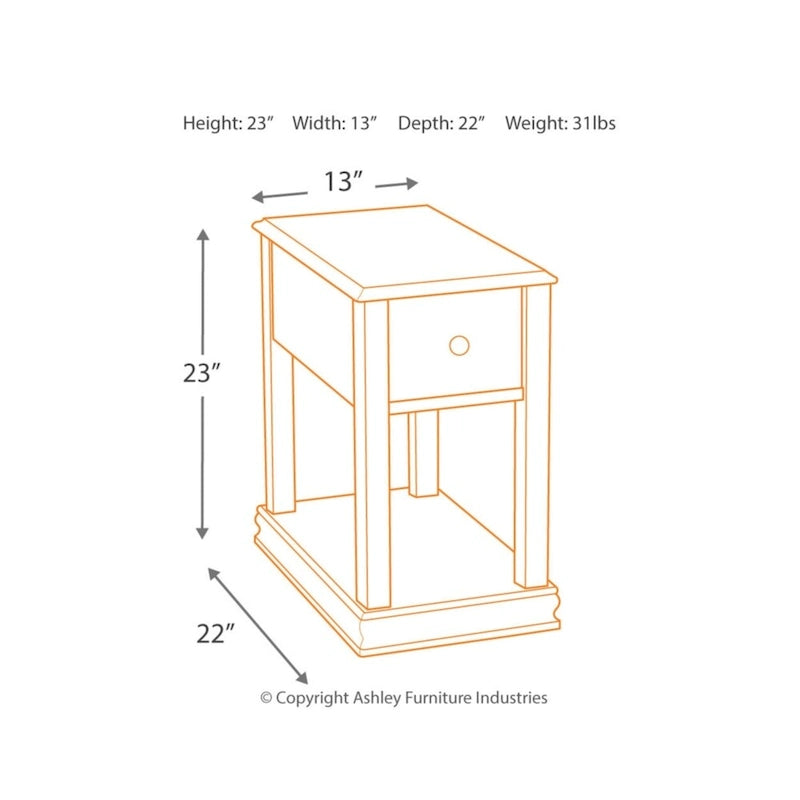 Contemporary Chairside End Table with Drawer - 13W x 22D x 23H
