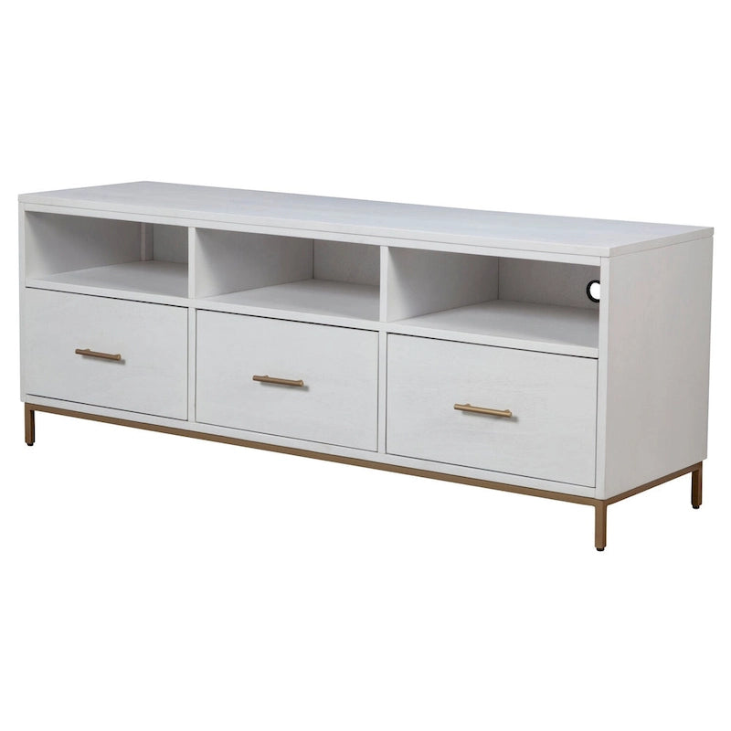 White Wood TV Console with Storage Drawers