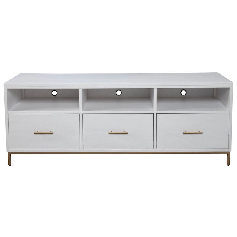 White Wood TV Console with Storage Drawers