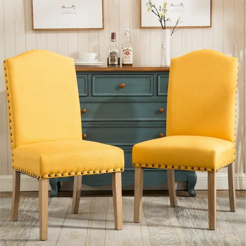 Solid Wood Upholstered Parson Dining Chairs (Set of 2)
