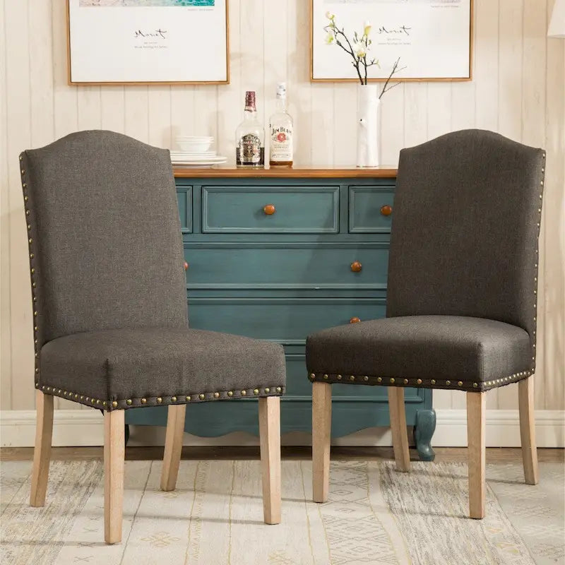 Solid Wood Upholstered Parson Dining Chairs (Set of 2)