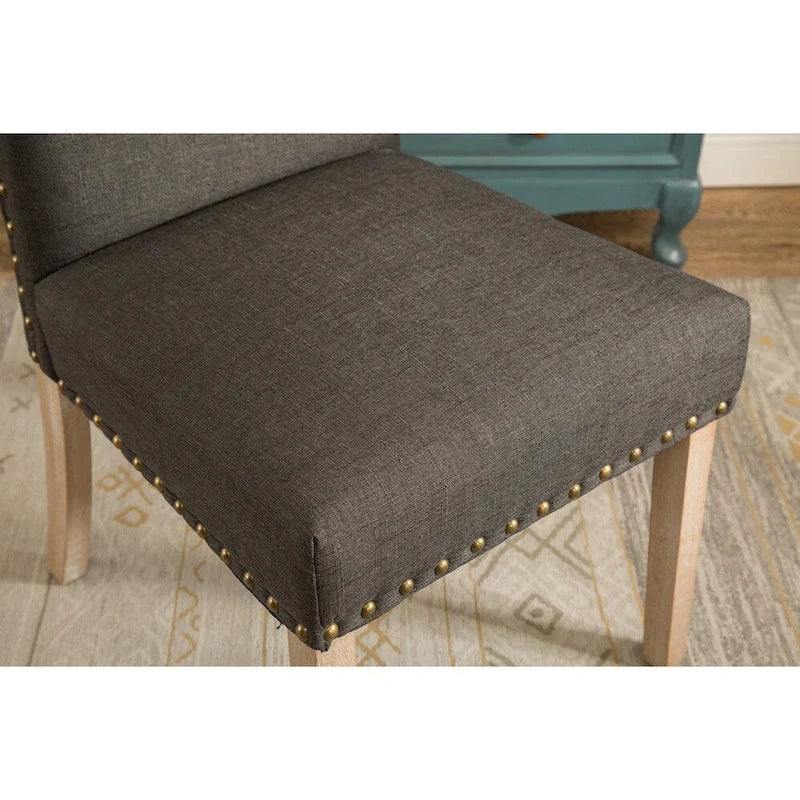 Solid Wood Upholstered Parson Dining Chairs (Set of 2)